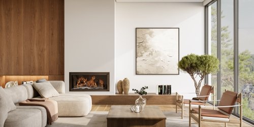 Minimalist,Living,Room,Interior,With,Modern,Fireplace,And,White,Walls.